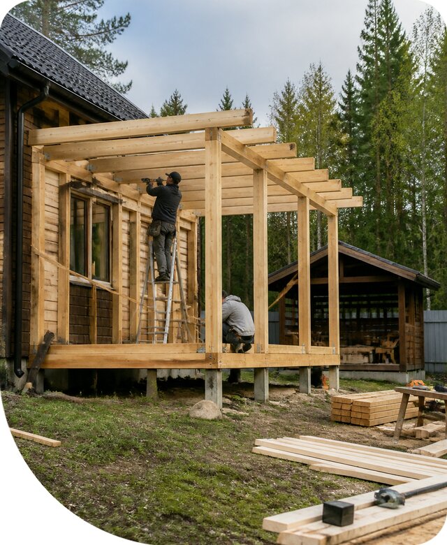 Строительство пристроек и построек на участке в Таре
